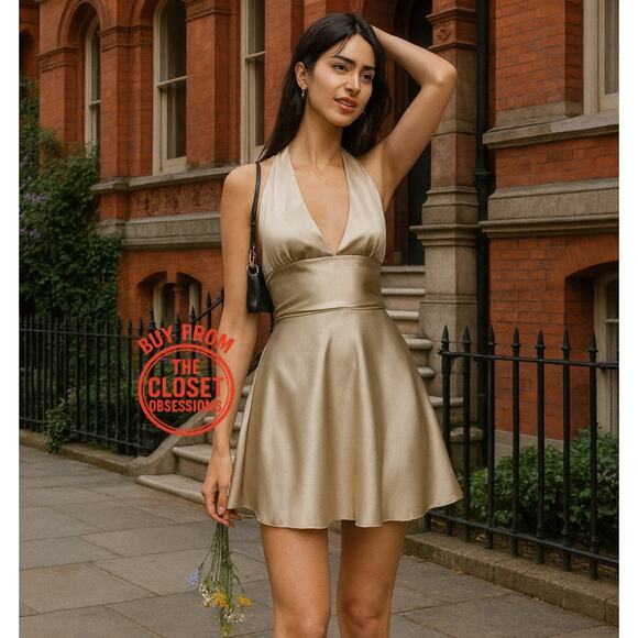 ZARA V-Neckline Short Dress NWT – Taupe Gray – Size L - Picture 4 of 16